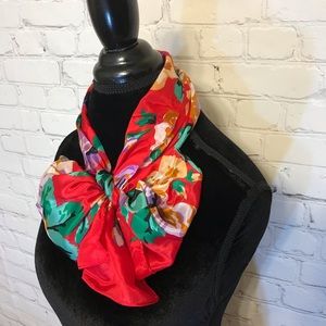 Vintage 80s Echo Floral Print Silk Scarf